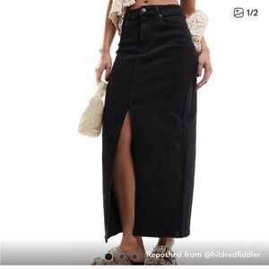 ASOS Black Maxi Skirt with Front Slit